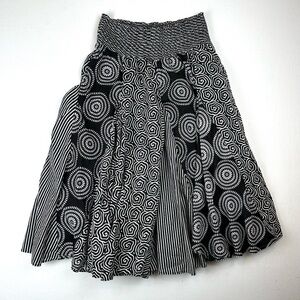 Grace Elements Smocked Waist Asymmetrical Geo Printed Full Maxi Skirt